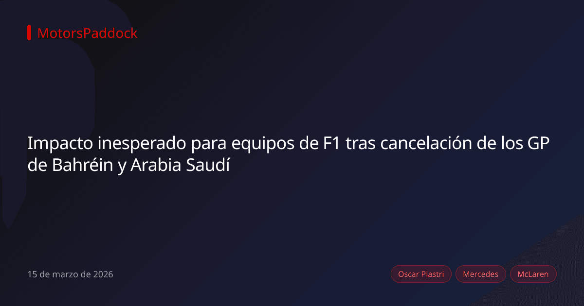 Impacto inesperado para equipos de F1 tras cancelación de los GP de Bahréin y Arabia Saudí
