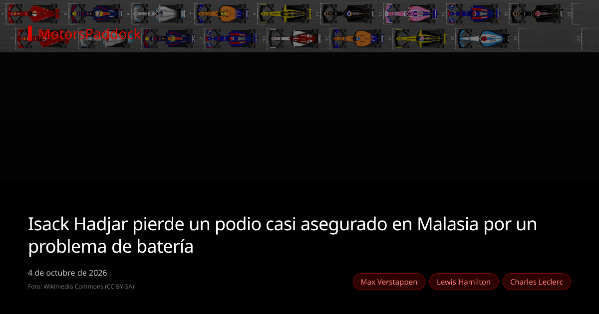 Isack Hadjar pierde un podio casi asegurado en Malasia por un problema de batería
