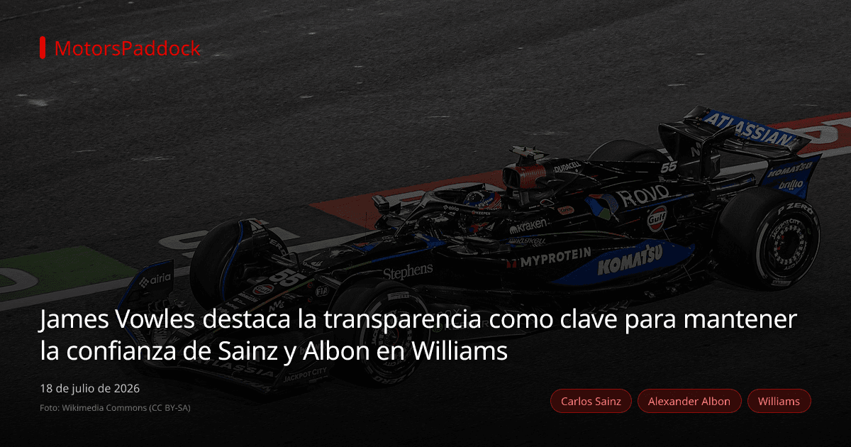 James Vowles destaca la transparencia como clave para mantener la confianza de Sainz y Albon en Williams
