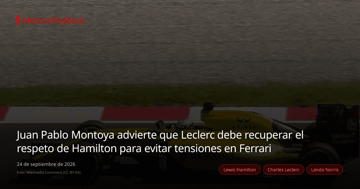 Juan Pablo Montoya advierte que Leclerc debe recuperar el respeto de Hamilton para evitar tensiones en Ferrari