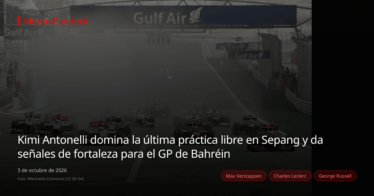 Kimi Antonelli domina la última práctica libre en Sepang y da señales de fortaleza para el GP de Bahréin