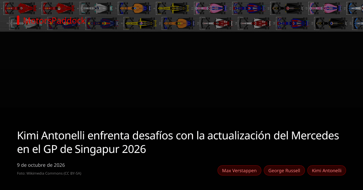 Kimi Antonelli enfrenta desafíos con la actualización del Mercedes en el GP de Singapur 2026