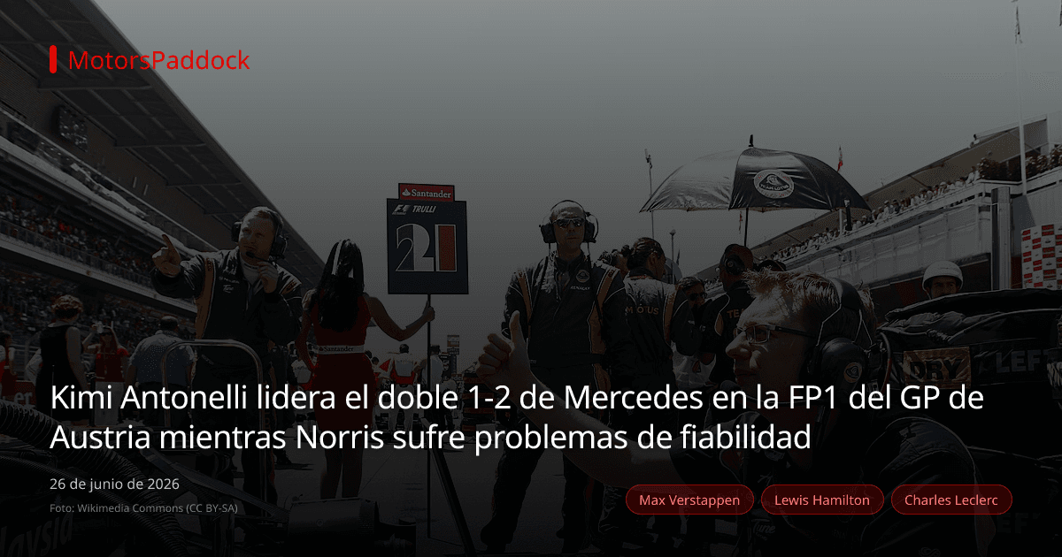 Kimi Antonelli lidera el doble 1-2 de Mercedes en la FP1 del GP de Austria mientras Norris sufre problemas de fiabilidad