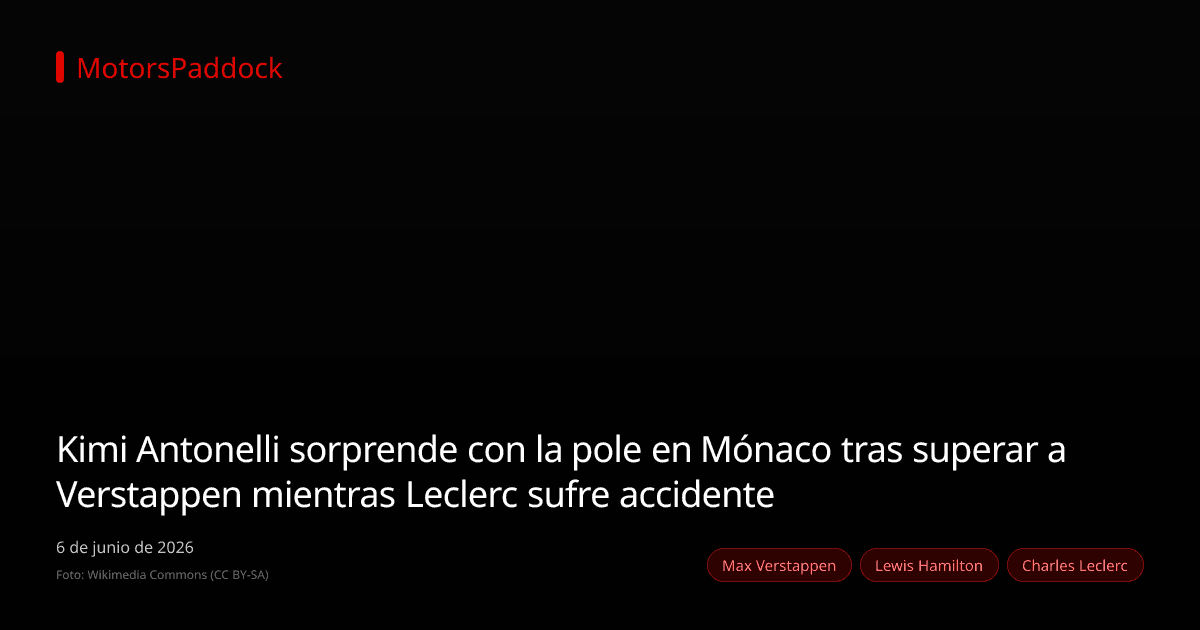 Kimi Antonelli sorprende con la pole en Mónaco tras superar a Verstappen mientras Leclerc sufre accidente