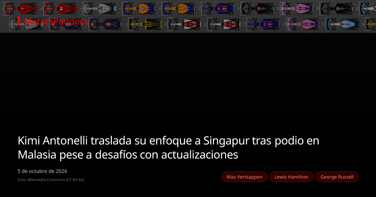 Kimi Antonelli traslada su enfoque a Singapur tras podio en Malasia pese a desafíos con actualizaciones