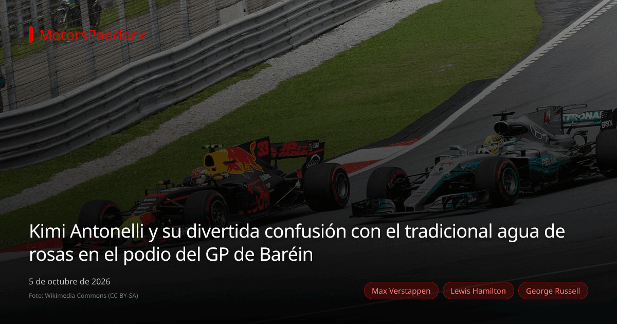 Kimi Antonelli y su divertida confusión con el tradicional agua de rosas en el podio del GP de Baréin