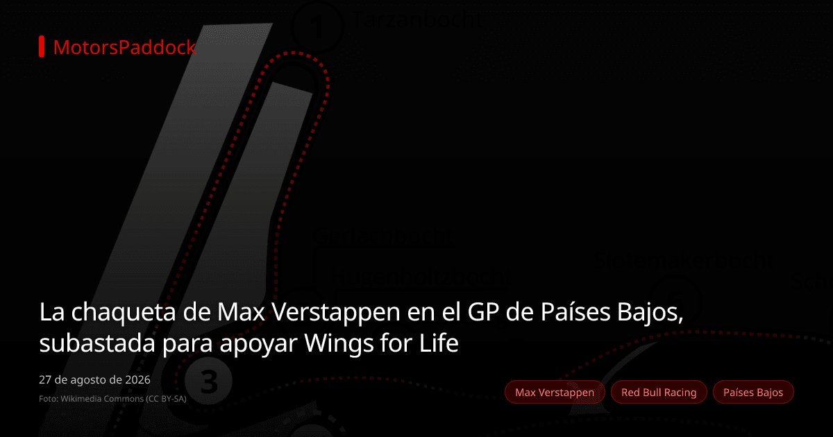 La chaqueta de Max Verstappen en el GP de Países Bajos, subastada para apoyar Wings for Life