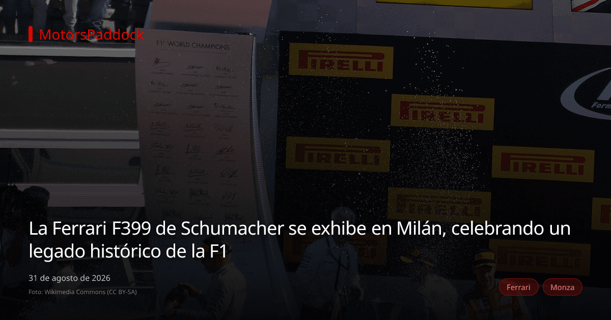 La Ferrari F399 de Schumacher se exhibe en Milán, celebrando un legado histórico de la F1