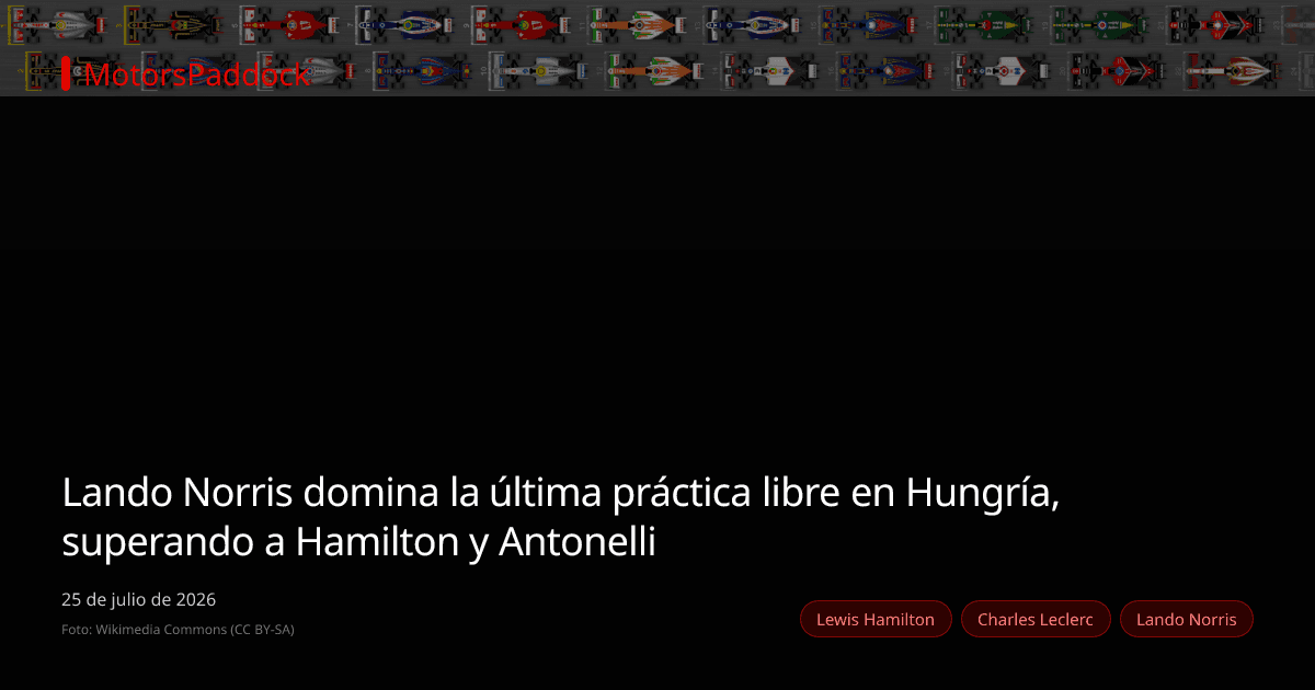 Lando Norris domina la última práctica libre en Hungría, superando a Hamilton y Antonelli