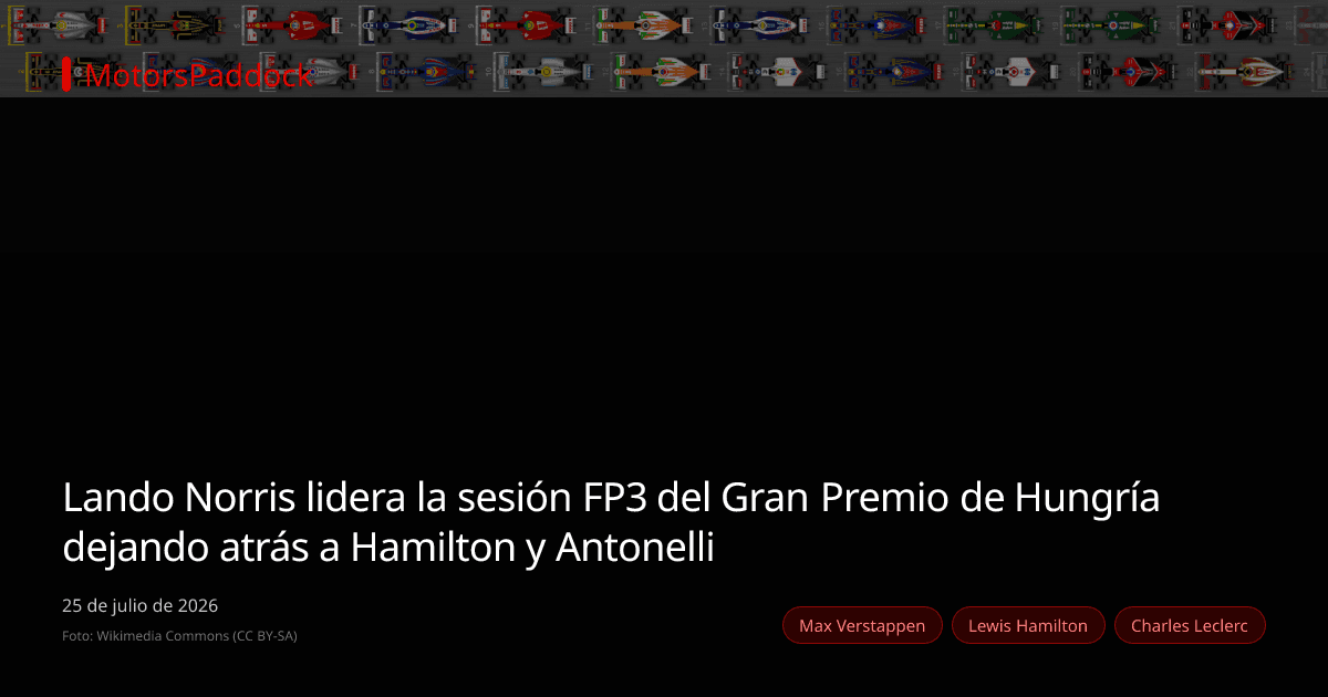 Lando Norris lidera la sesión FP3 del Gran Premio de Hungría dejando atrás a Hamilton y Antonelli