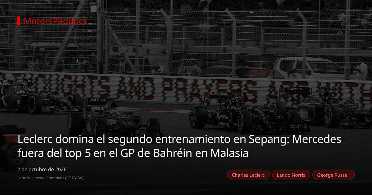 Leclerc domina el segundo entrenamiento en Sepang: Mercedes fuera del top 5 en el GP de Bahréin en Malasia