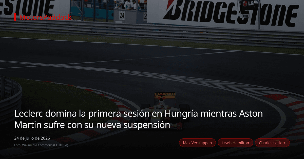 Leclerc domina la primera sesión en Hungría mientras Aston Martin sufre con su nueva suspensión