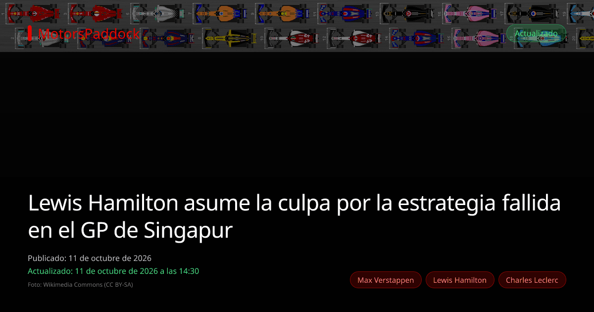 Lewis Hamilton asume la culpa por la estrategia fallida en el GP de Singapur