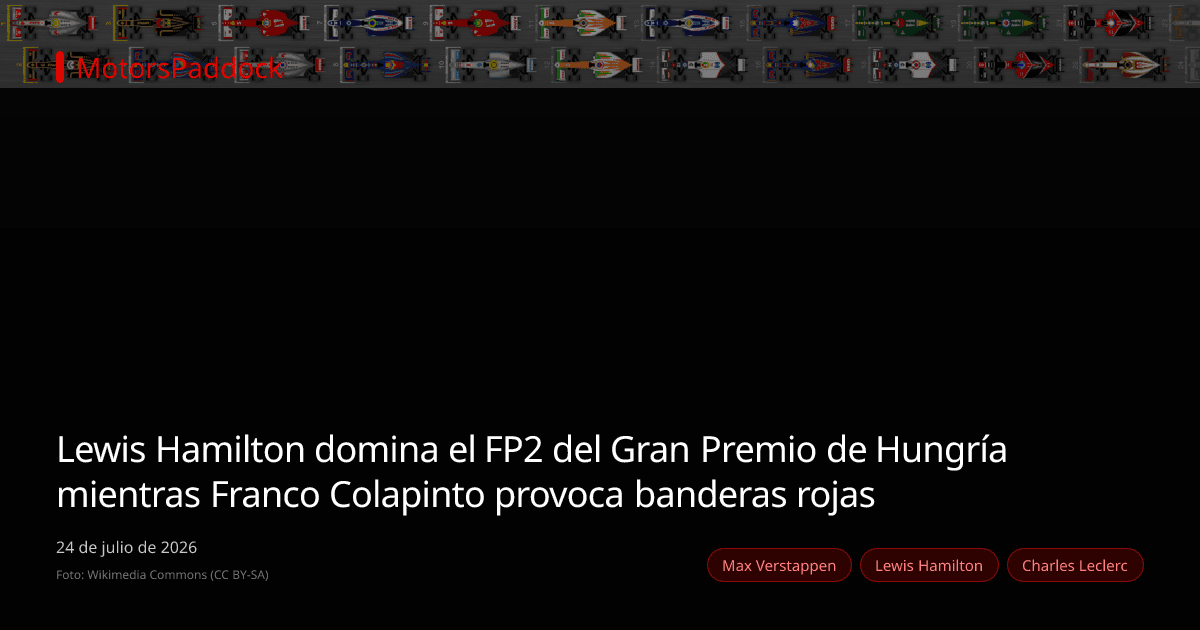 Lewis Hamilton domina el FP2 del Gran Premio de Hungría mientras Franco Colapinto provoca banderas rojas