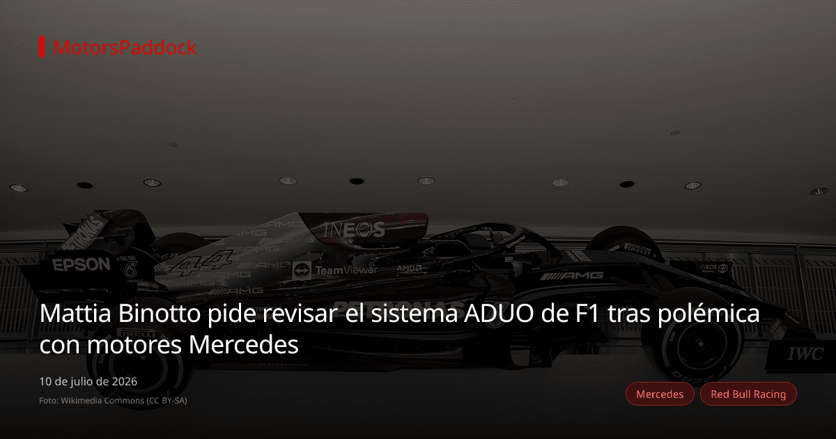 Mattia Binotto pide revisar el sistema ADUO de F1 tras polémica con motores Mercedes