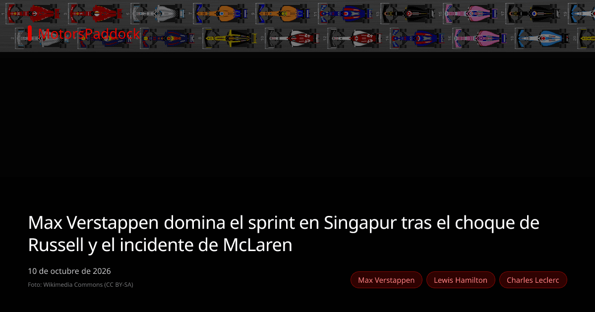 Max Verstappen domina el sprint en Singapur tras el choque de Russell y el incidente de McLaren