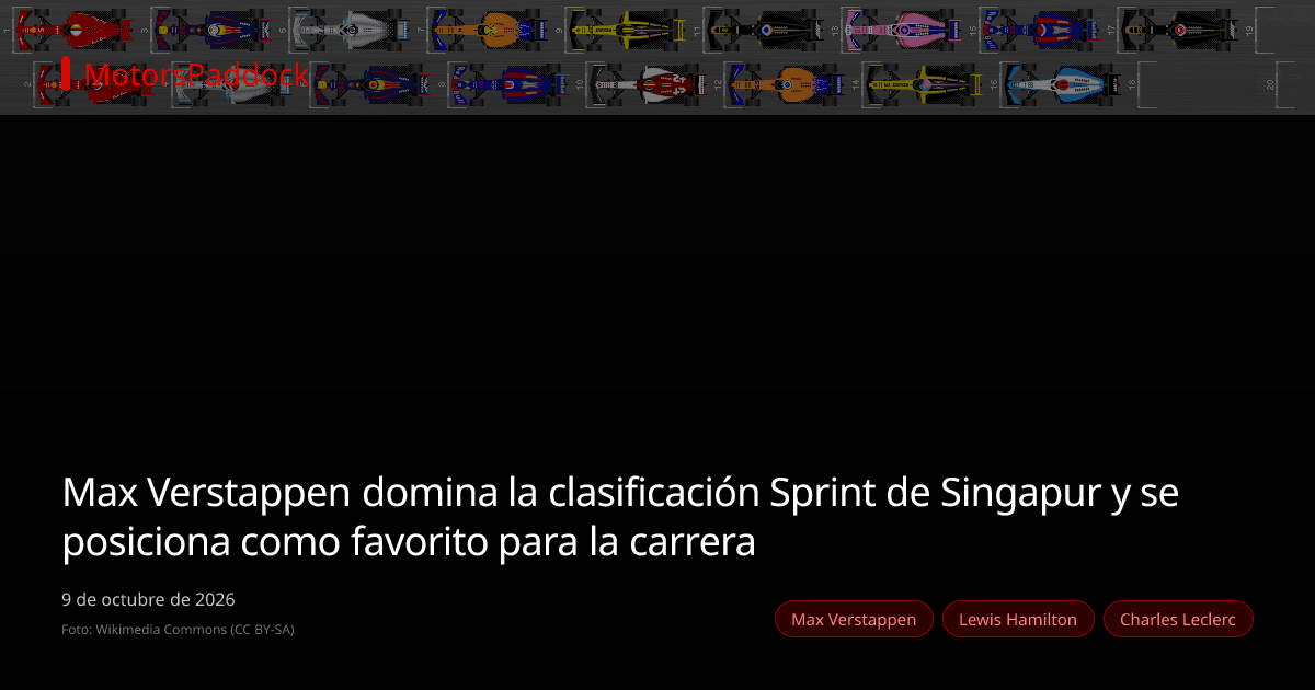Max Verstappen domina la clasificación Sprint de Singapur y se posiciona como favorito para la carrera