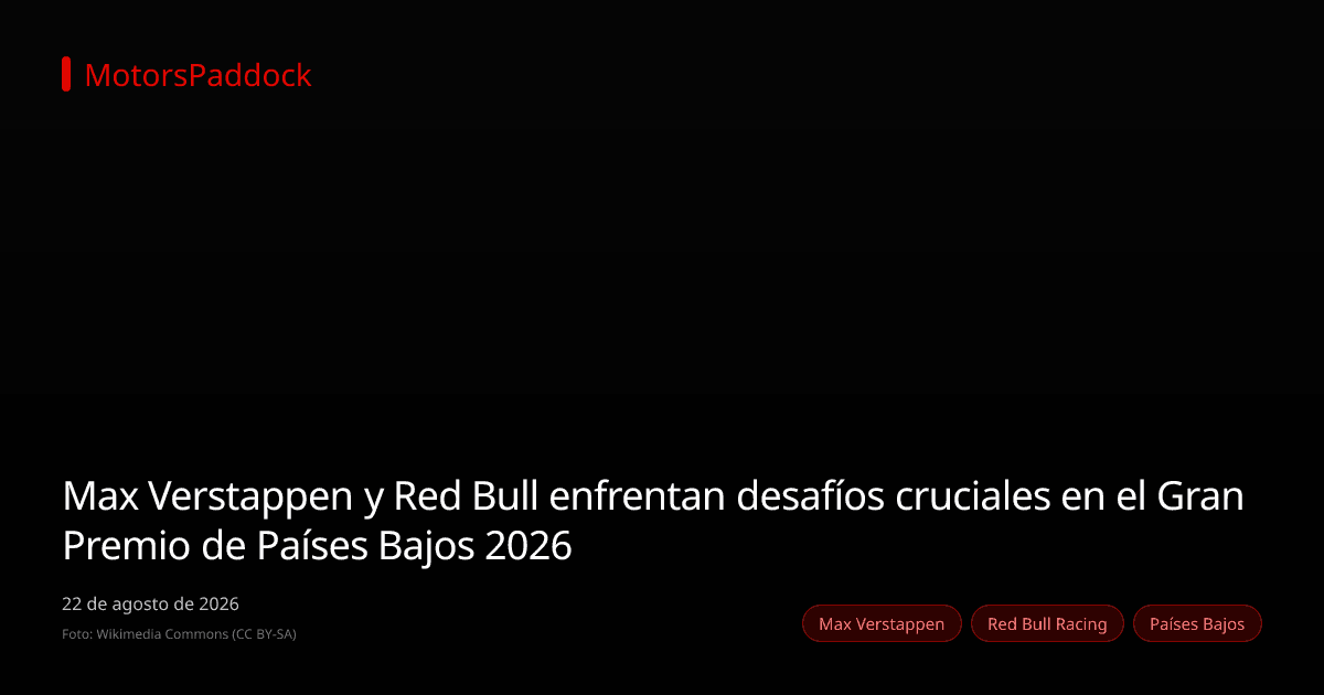 Max Verstappen y Red Bull enfrentan desafíos cruciales en el Gran Premio de Países Bajos 2026