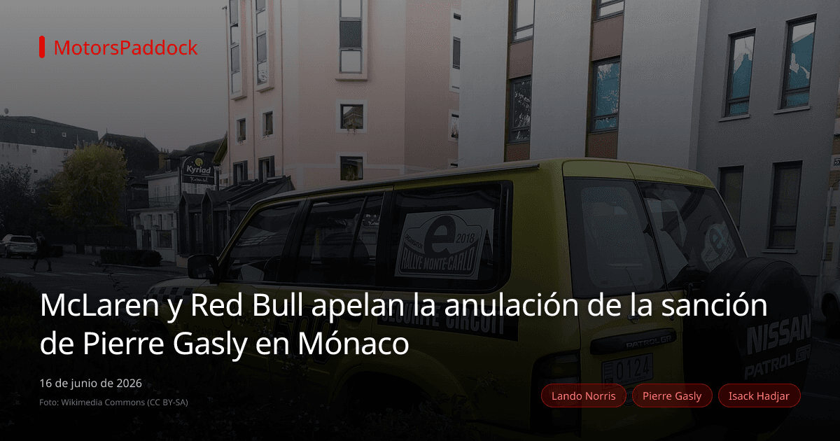McLaren y Red Bull apelan la anulación de la sanción de Pierre Gasly en Mónaco