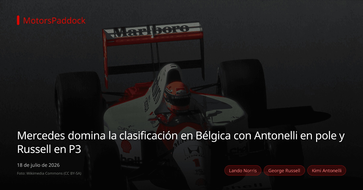 Mercedes domina la clasificación en Bélgica con Antonelli en pole y Russell en P3