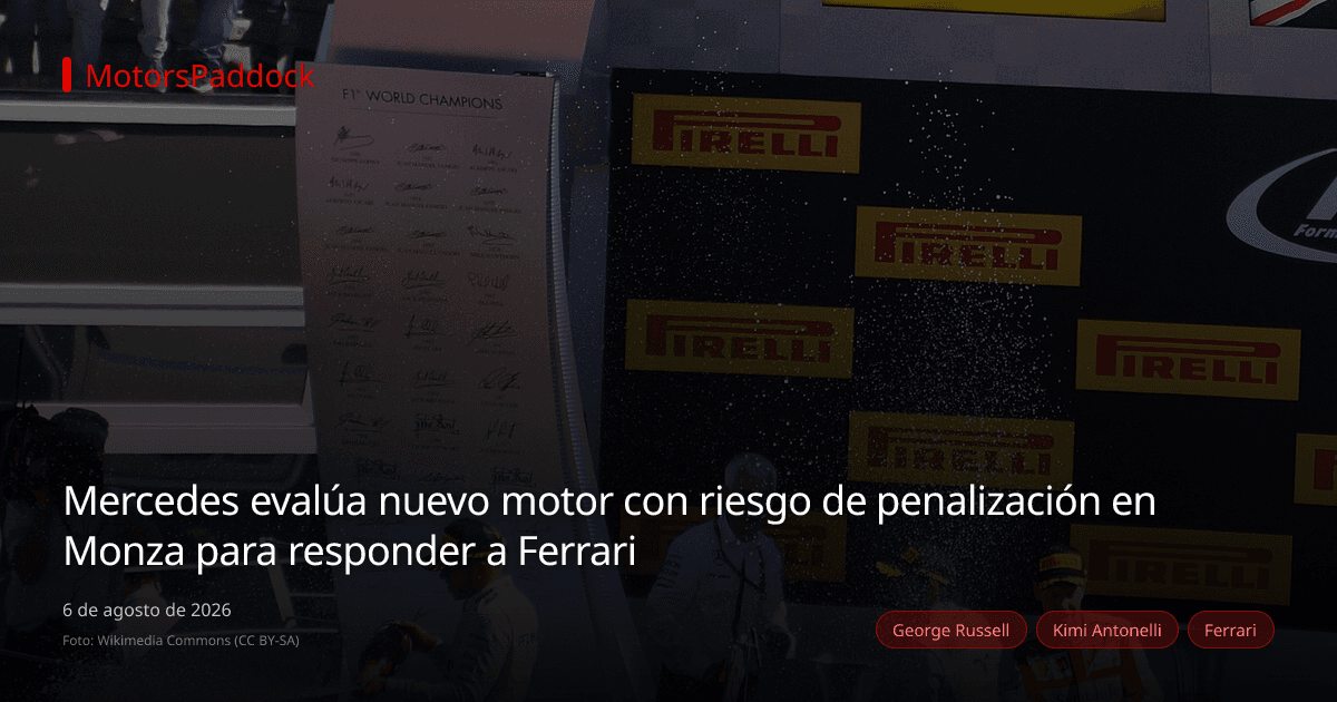 Mercedes evalúa nuevo motor con riesgo de penalización en Monza para responder a Ferrari