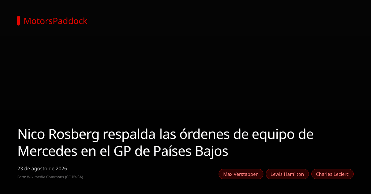 Nico Rosberg respalda las órdenes de equipo de Mercedes en el GP de Países Bajos