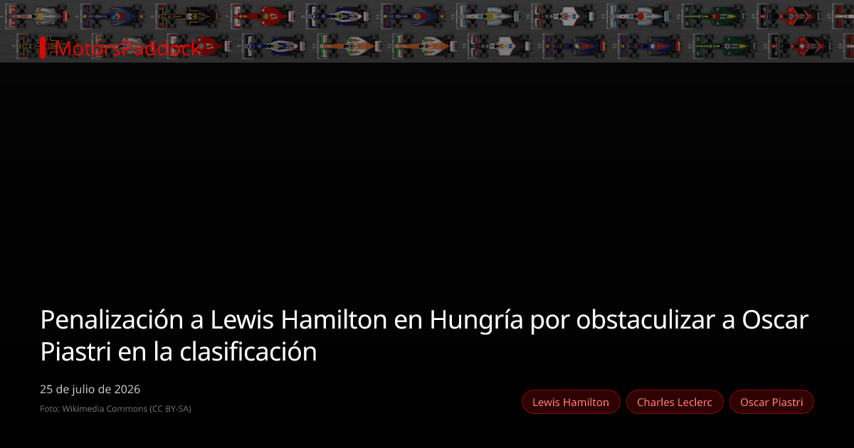 Penalización a Lewis Hamilton en Hungría por obstaculizar a Oscar Piastri en la clasificación