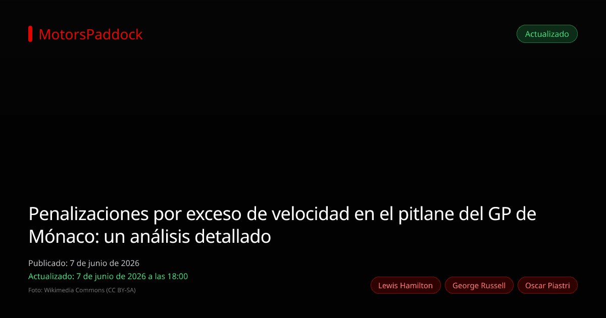 Penalizaciones por exceso de velocidad en el pitlane del GP de Mónaco: un análisis detallado
