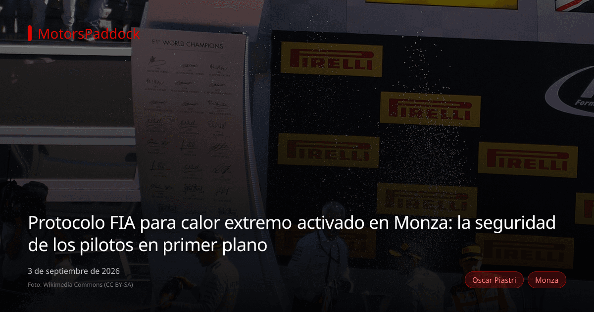 Protocolo FIA para calor extremo activado en Monza: la seguridad de los pilotos en primer plano