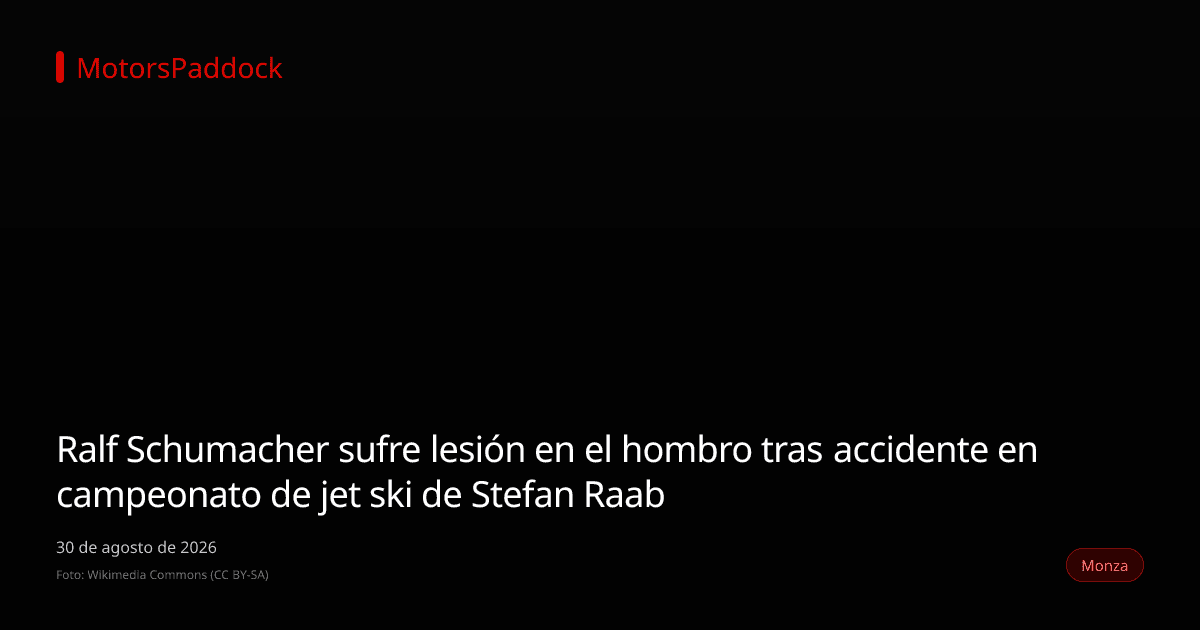 Ralf Schumacher sufre lesión en el hombro tras accidente en campeonato de jet ski de Stefan Raab