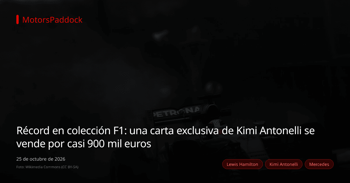 Récord en colección F1: una carta exclusiva de Kimi Antonelli se vende por casi 900 mil euros