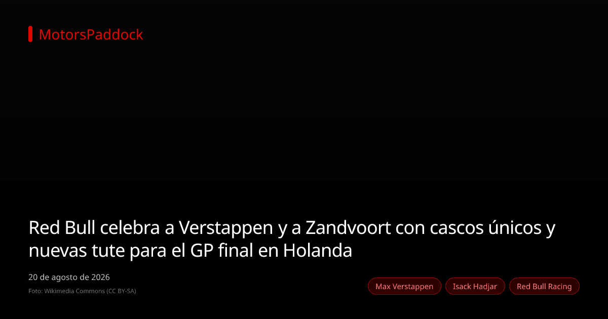 Red Bull celebra a Verstappen y a Zandvoort con cascos únicos y nuevas tute para el GP final en Holanda