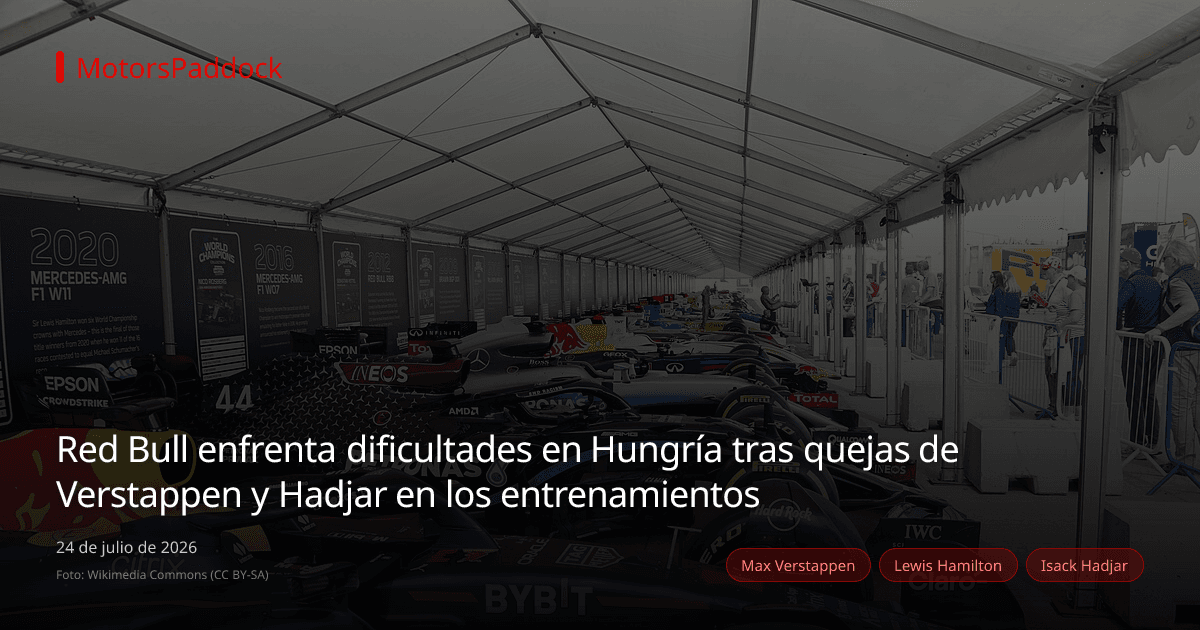 Red Bull enfrenta dificultades en Hungría tras quejas de Verstappen y Hadjar en los entrenamientos