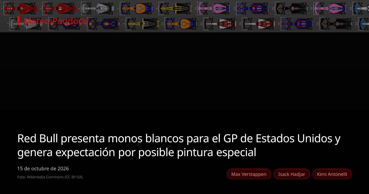 Red Bull presenta monos blancos para el GP de Estados Unidos y genera expectación por posible pintura especial