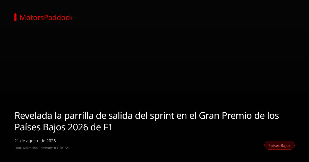 Revelada la parrilla de salida del sprint en el Gran Premio de los Países Bajos 2026 de F1