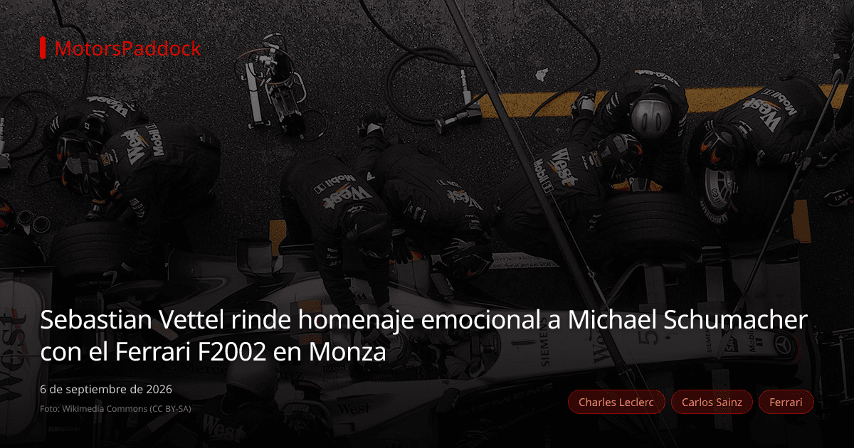 Sebastian Vettel rinde homenaje emocional a Michael Schumacher con el Ferrari F2002 en Monza