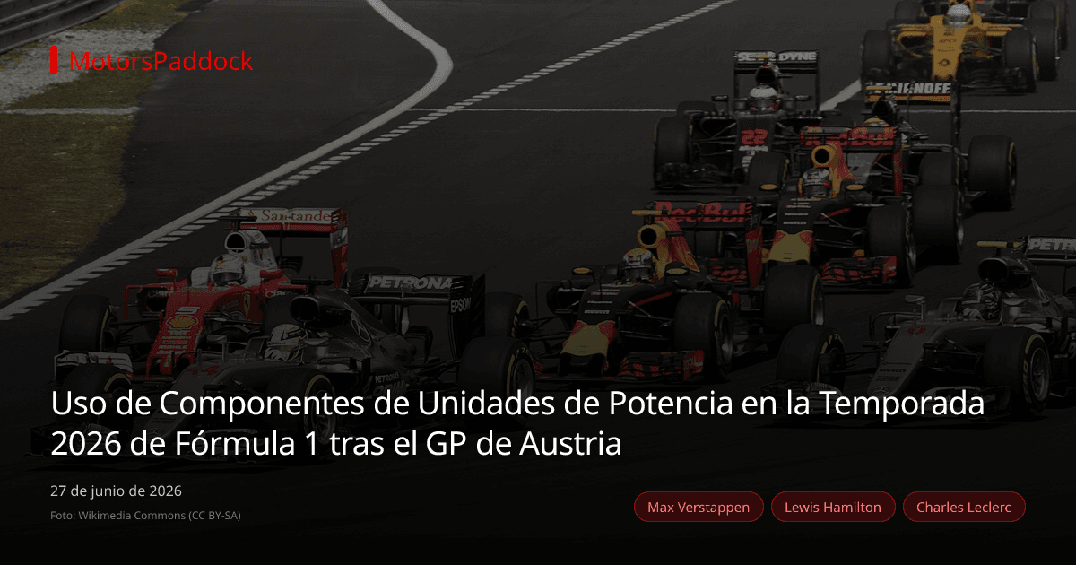 Uso de Componentes de Unidades de Potencia en la Temporada 2026 de Fórmula 1 tras el GP de Austria