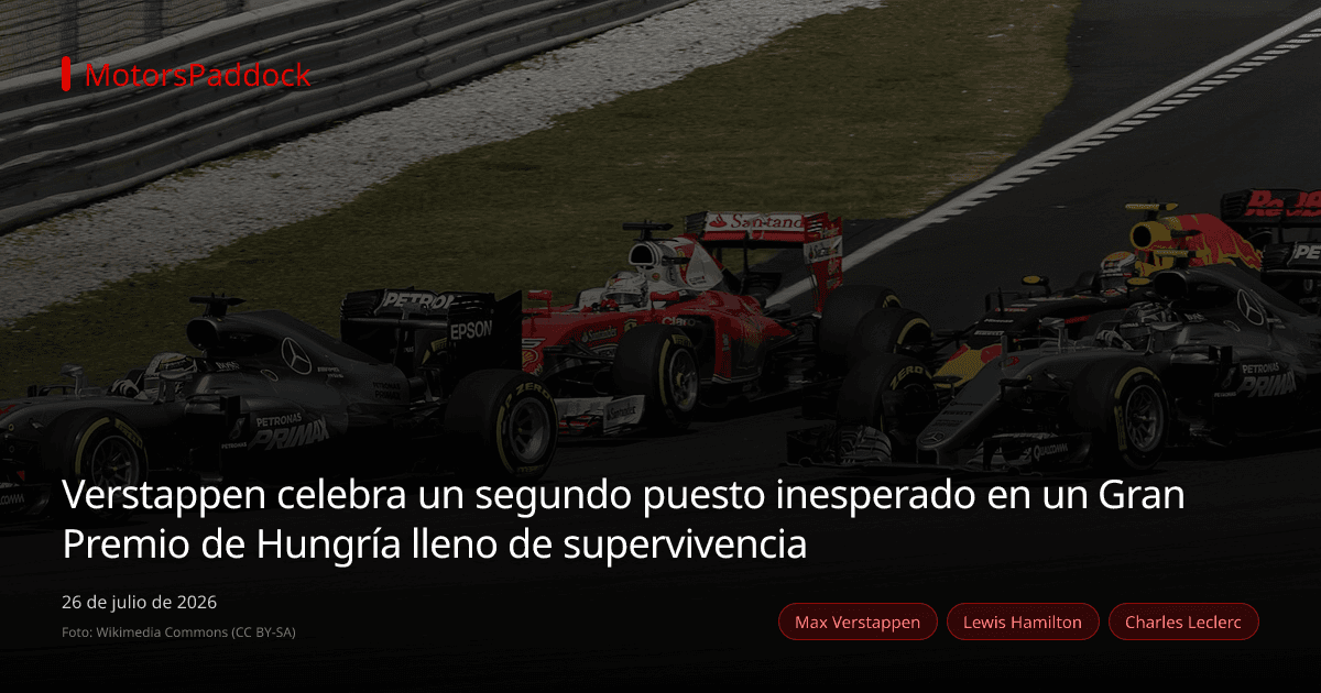 Verstappen celebra un segundo puesto inesperado en un Gran Premio de Hungría lleno de supervivencia