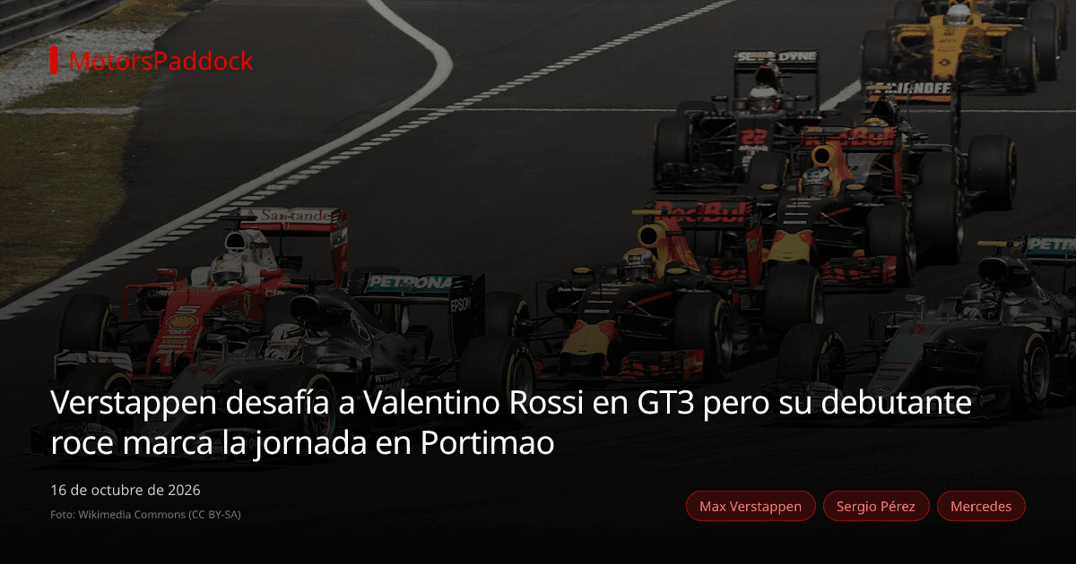 Verstappen desafía a Valentino Rossi en GT3 pero su debutante roce marca la jornada en Portimao