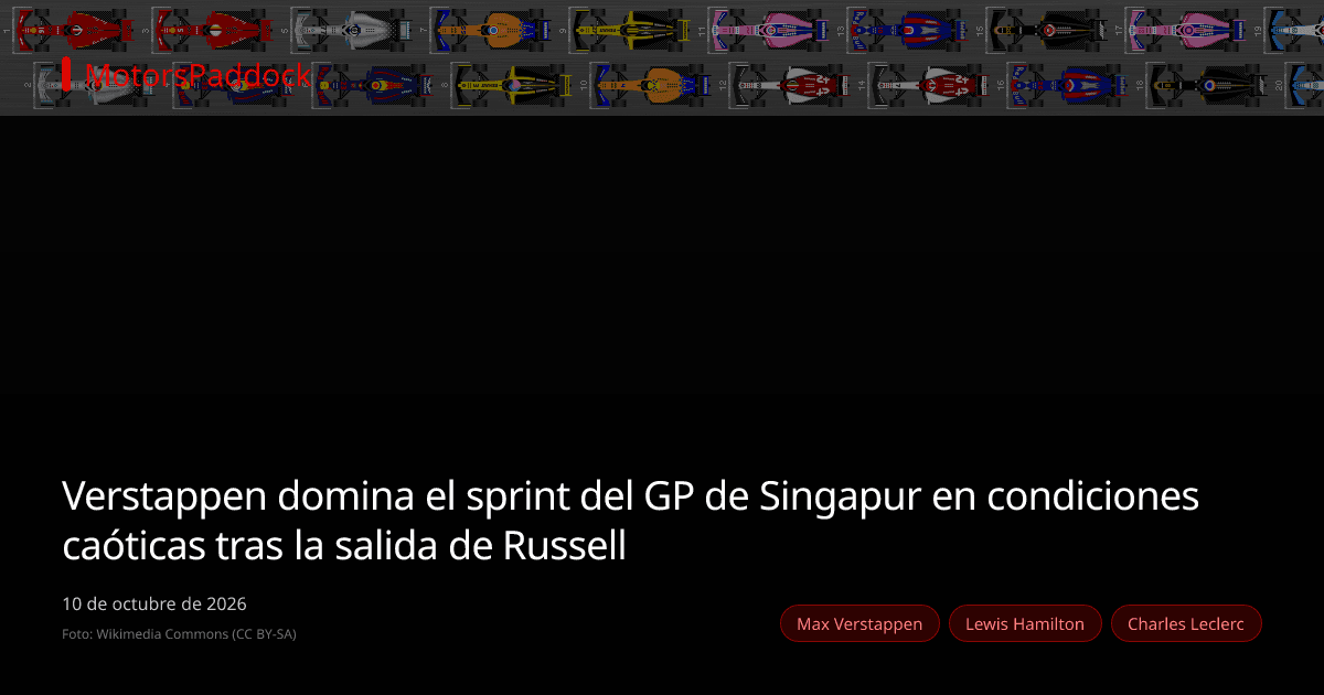 Verstappen domina el sprint del GP de Singapur en condiciones caóticas tras la salida de Russell
