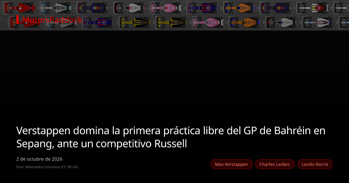 Verstappen domina la primera práctica libre del GP de Bahréin en Sepang, ante un competitivo Russell