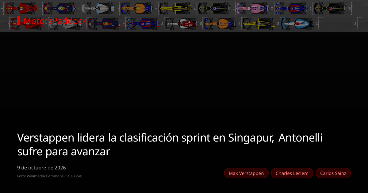 Verstappen lidera la clasificación sprint en Singapur, Antonelli sufre para avanzar