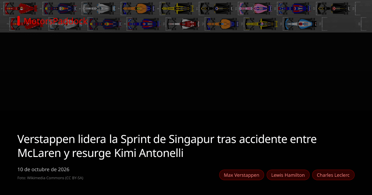 Verstappen lidera la Sprint de Singapur tras accidente entre McLaren y resurge Kimi Antonelli