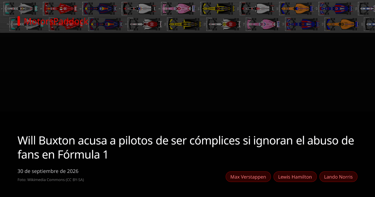 Will Buxton acusa a pilotos de ser cómplices si ignoran el abuso de fans en Fórmula 1