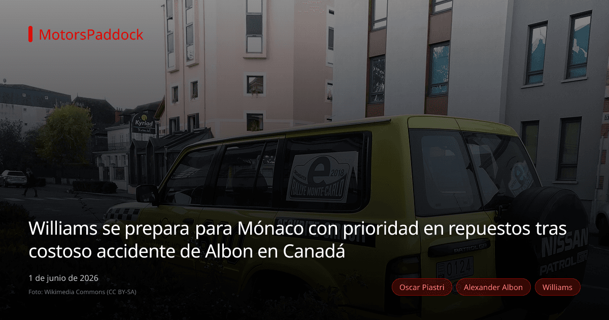 Williams se prepara para Mónaco con prioridad en repuestos tras costoso accidente de Albon en Canadá