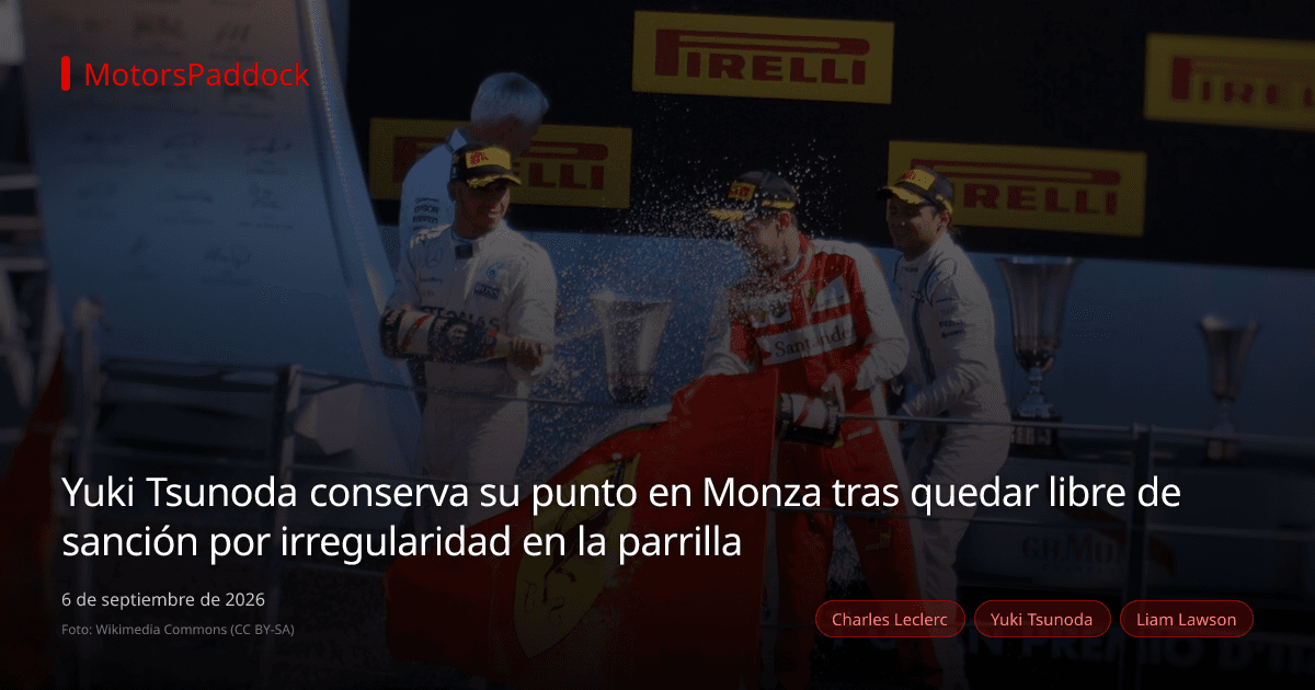 Yuki Tsunoda conserva su punto en Monza tras quedar libre de sanción por irregularidad en la parrilla
