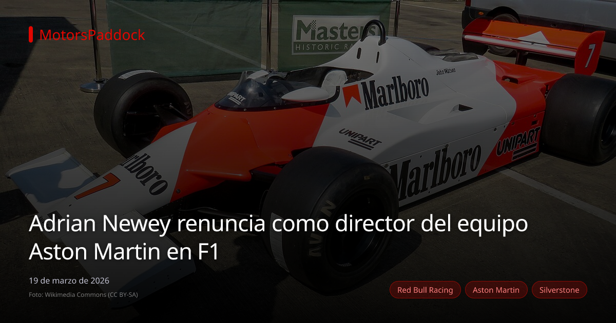 Adrian Newey renuncia como director del equipo Aston Martin en F1