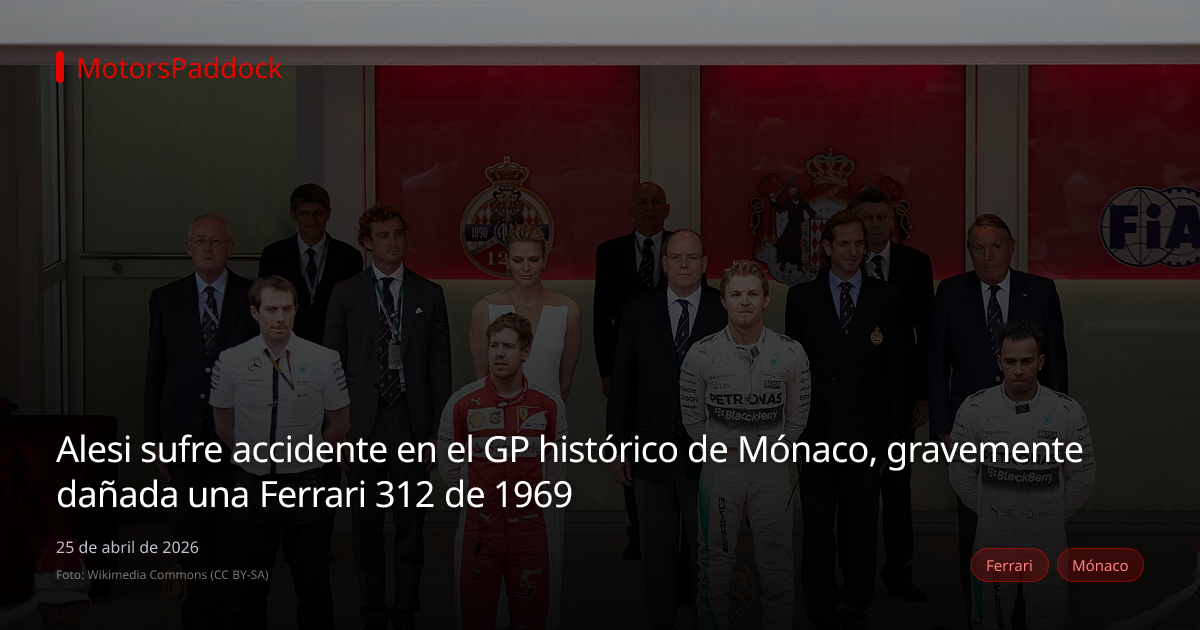 Alesi sufre accidente en el GP histórico de Mónaco, gravemente dañada una Ferrari 312 de 1969