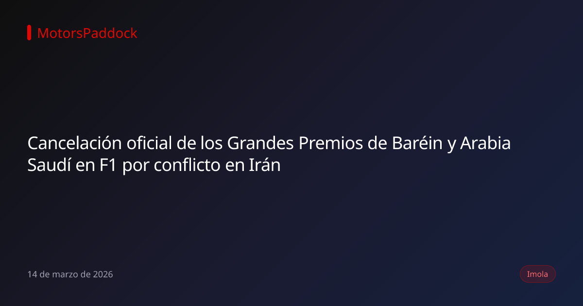Cancelación oficial de los Grandes Premios de Baréin y Arabia Saudí en F1 por conflicto en Irán