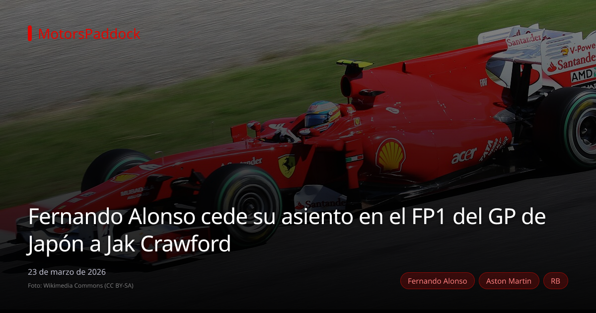 Fernando Alonso cede su asiento en el FP1 del GP de Japón a Jak Crawford